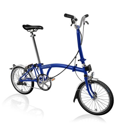 Brompton C Line Utility - 3-Speed - High Bar - Telescopic Seatpost - 16" Folding Bike - 2022 - picadilly blue matt