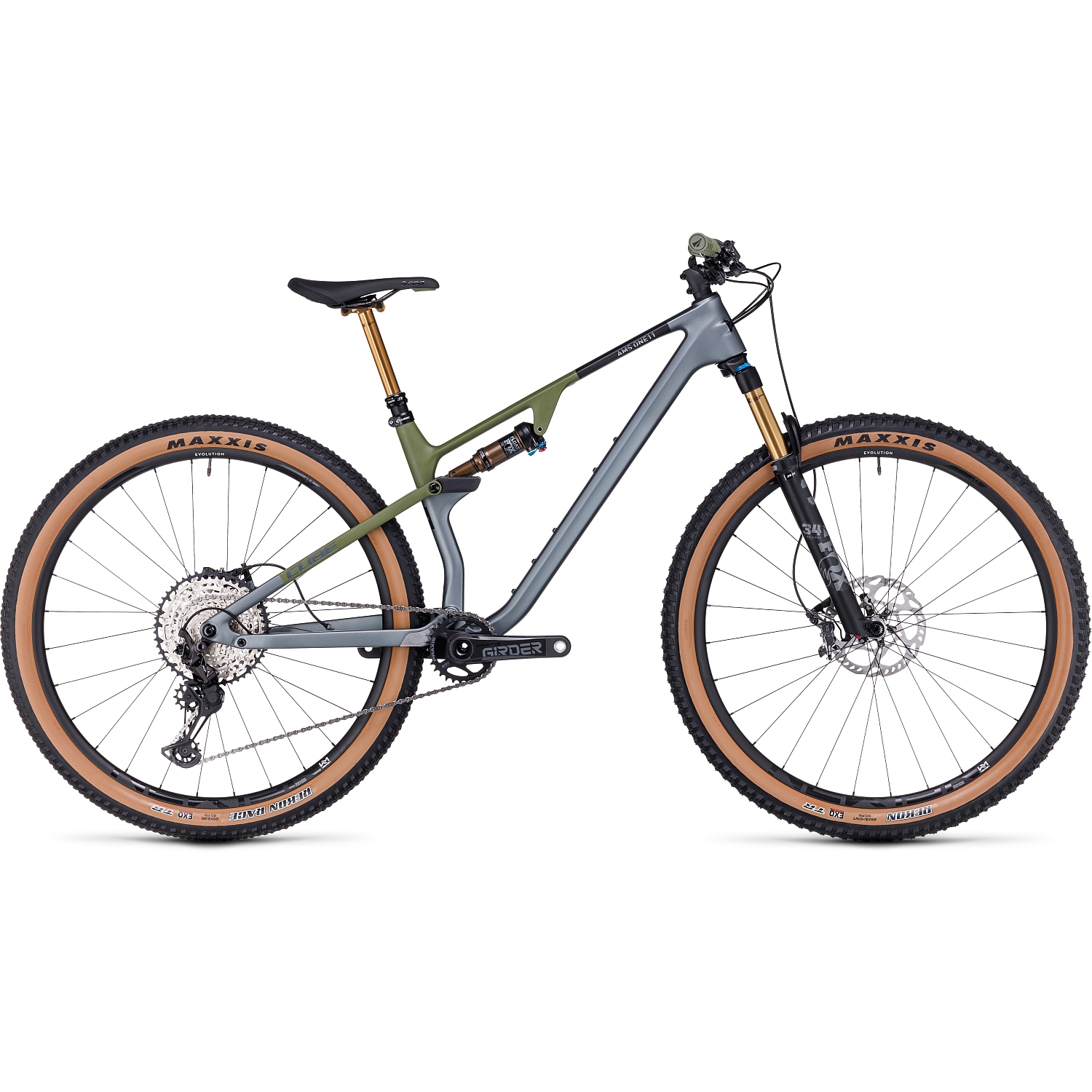 ams-one11-c68x-tm-29-flashgrey-olive-1434669.jpg CUBE AMS ONE11 C:68X TM - 29" Carbon Mountainbike - 2023 - flashgrey / olive - Image 1