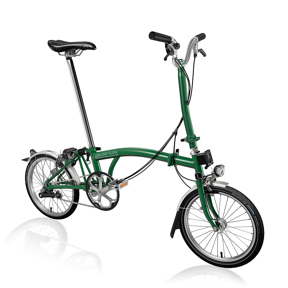 c-line-utility-3-speed-high-bar-extended-seatpost-dynamo-racing-green-matt-1-1217590.jpg Brompton C Line Utility - 3-Speed - High Bar - Extended Seatpost - Dynamo - 16" Folding Bike - 2022 - racing green matt - Image 1